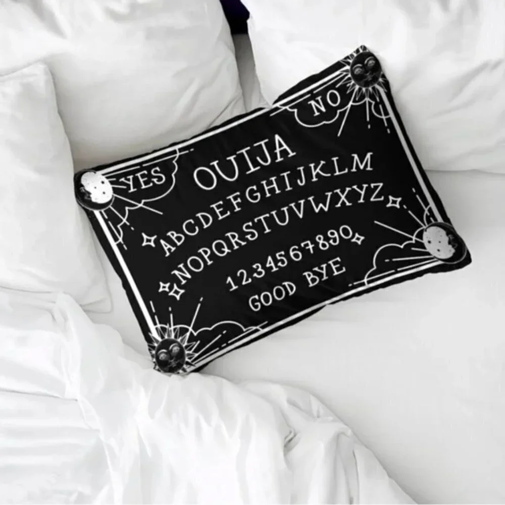 Pillow Cover Ouija Board Moon Stars Skull Black White Lumbar 19.7 in X 11.8
